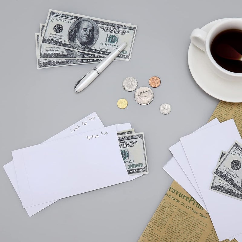 Keketer 200 Pack Cash Envelopes 3.5x6.7 Fit for Envelope Money Saving Challenge, 120 GSM Thick Money Envelopes for Cash, Budgeting, Check, Coin, Tickets, Jewelry, small items & collectables (White) - Image 2